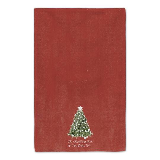 Oh Christmas Tree on Red Background Tea Towel Set